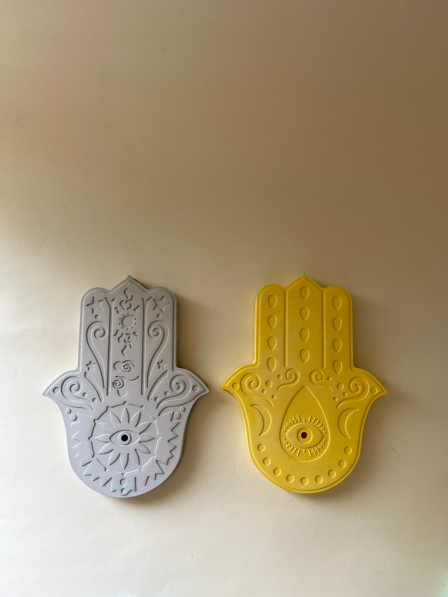 Hamsa Incense Holder – Concrete Vessel | Moonglow : Pack of 2