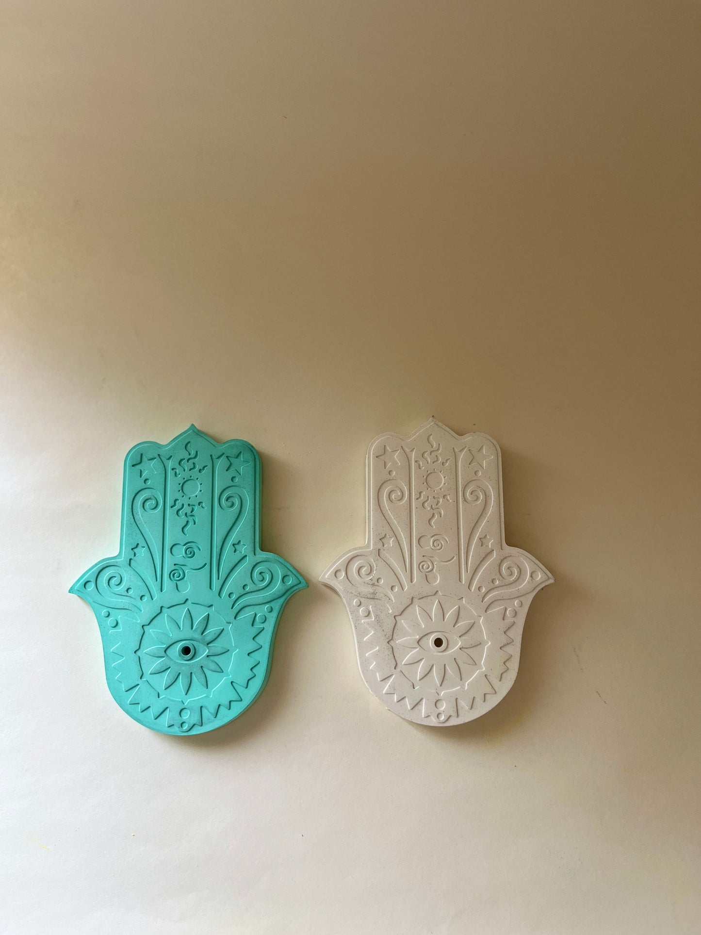 Hamsa Incense Holder – Concrete Vessel | Moonglow : Pack of 2