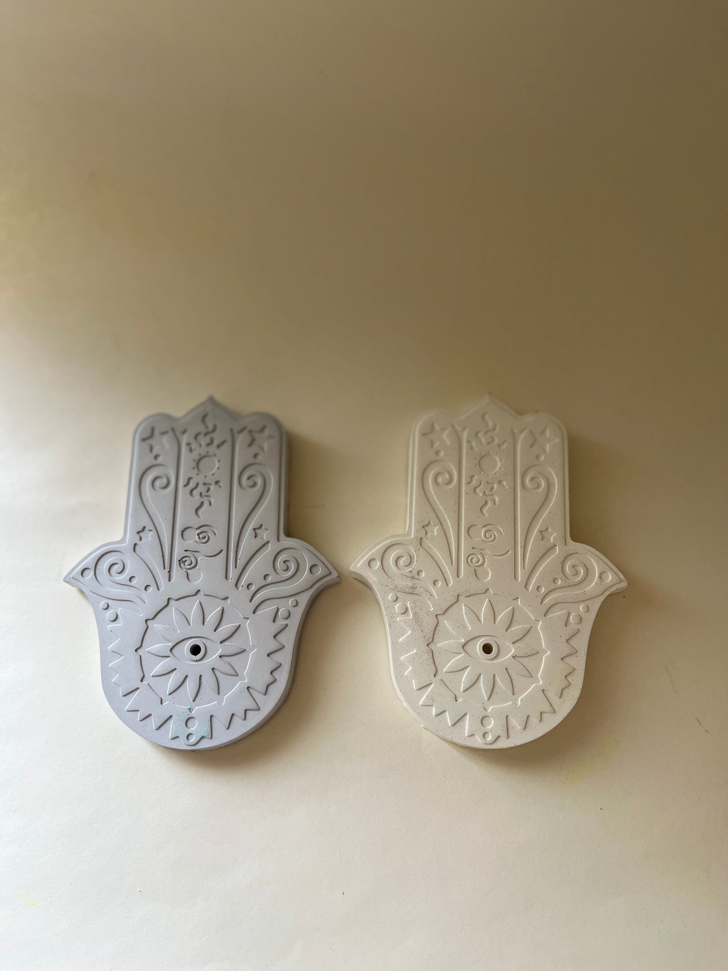 Hamsa Incense Holder – Concrete Vessel | Moonglow : Pack of 2