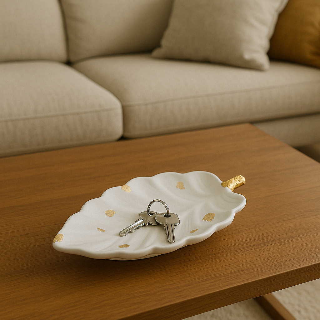 Gilded Leaf Tray – Concrete Vessel | Moonglow