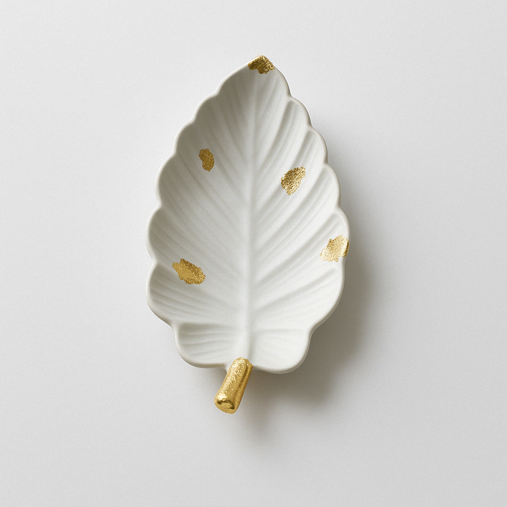Gilded Leaf Tray – Concrete Vessel | Moonglow