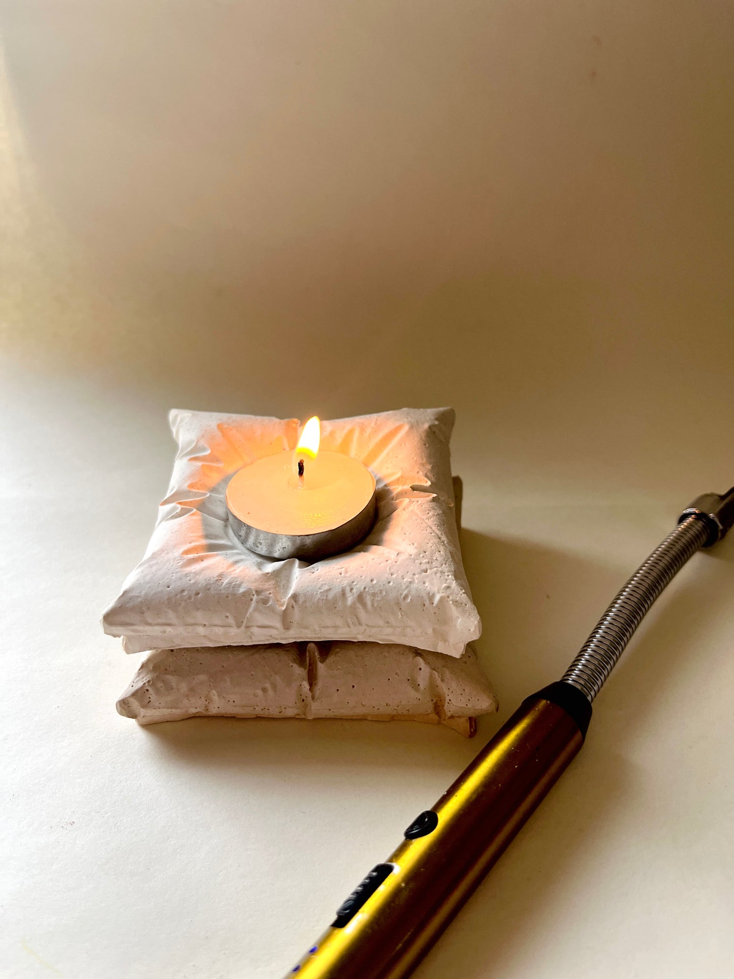 Pillow Candle Holder – Concrete Vessel | Moonglow : Pack of 2