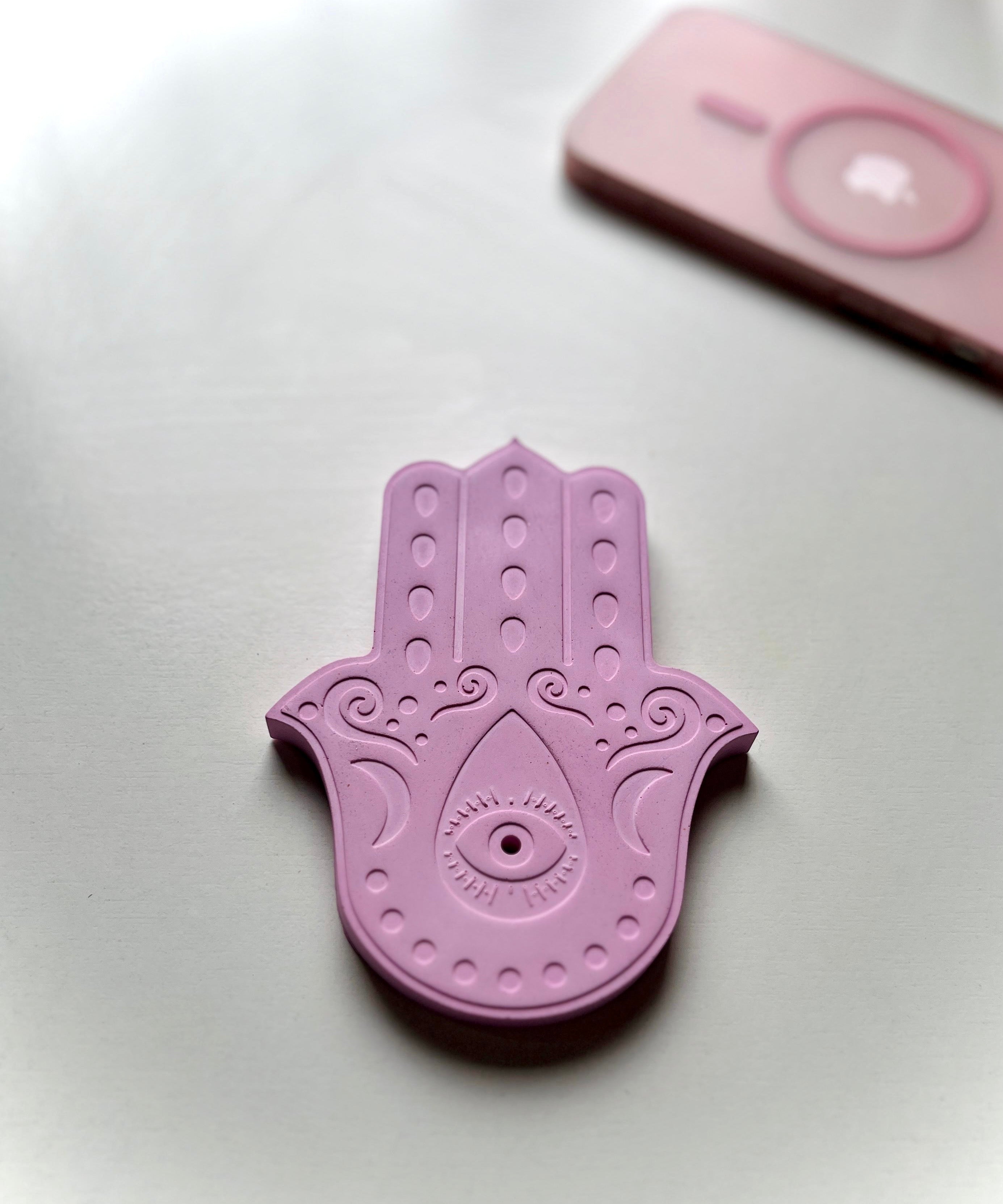 Hamsa Incense Holder – Concrete Vessel | Moonglow