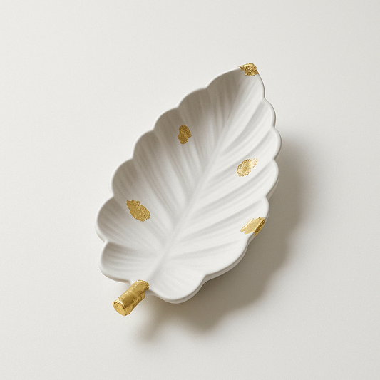 Gilded Leaf Tray – Concrete Vessel | Moonglow