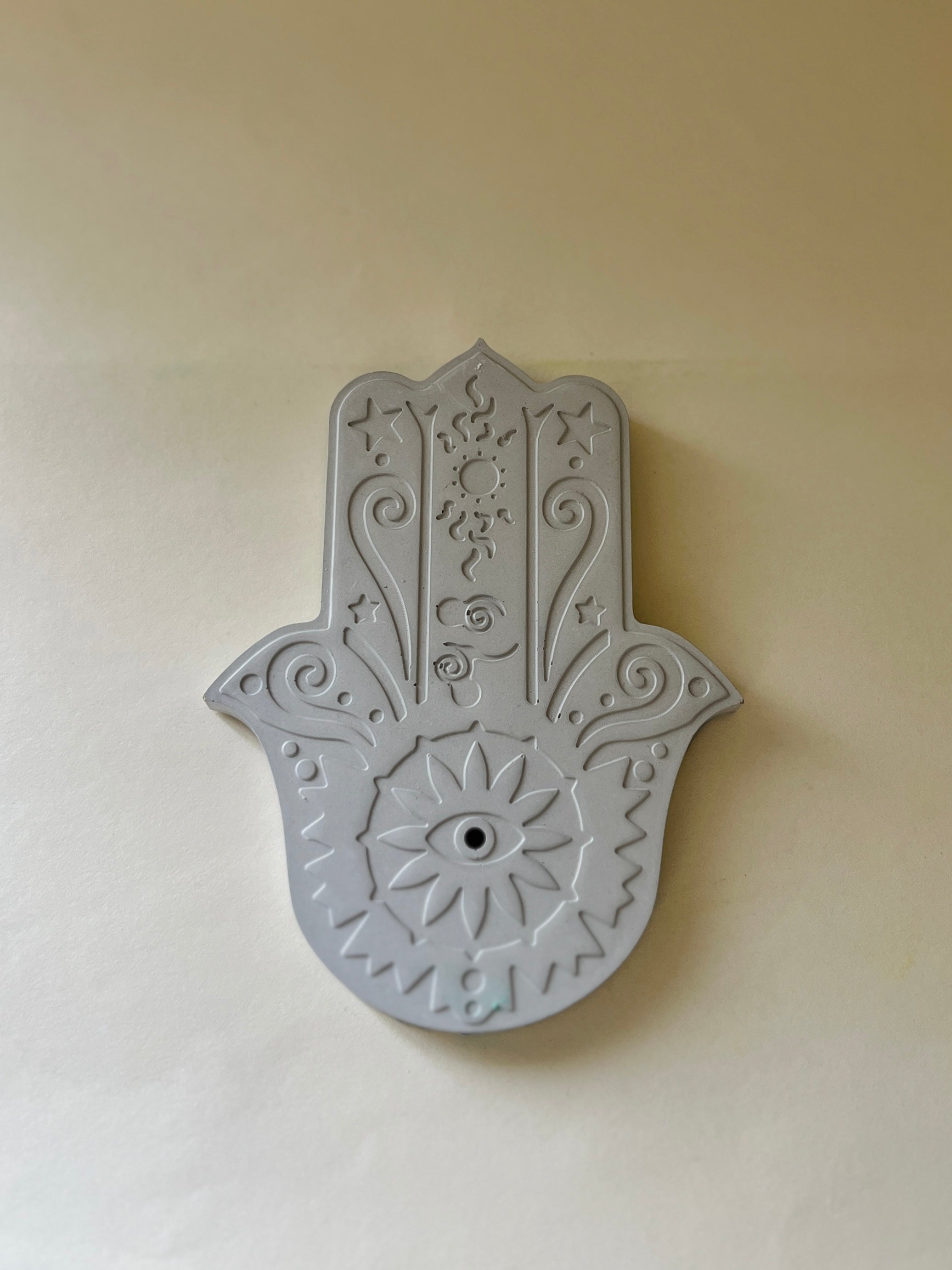 Hamsa Incense Holder – Concrete Vessel | Moonglow