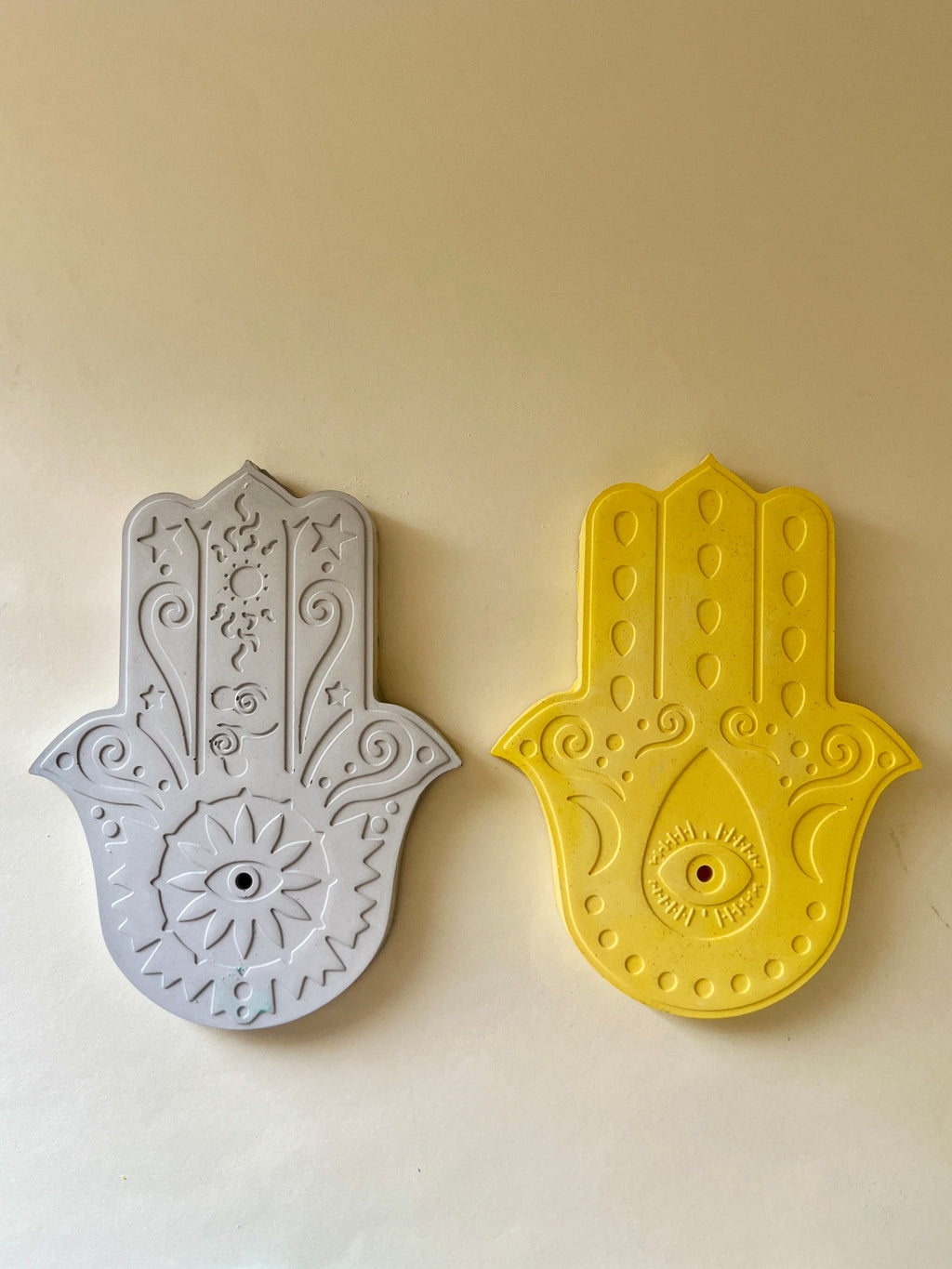 Hamsa Incense Holder – Concrete Vessel | Moonglow : Pack of 2