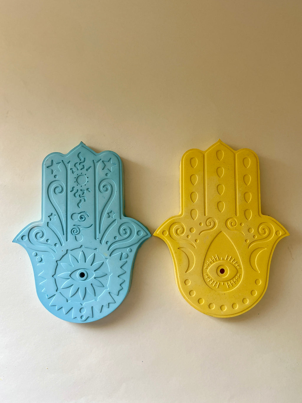 Hamsa Incense Holder – Concrete Vessel | Moonglow : Pack of 2
