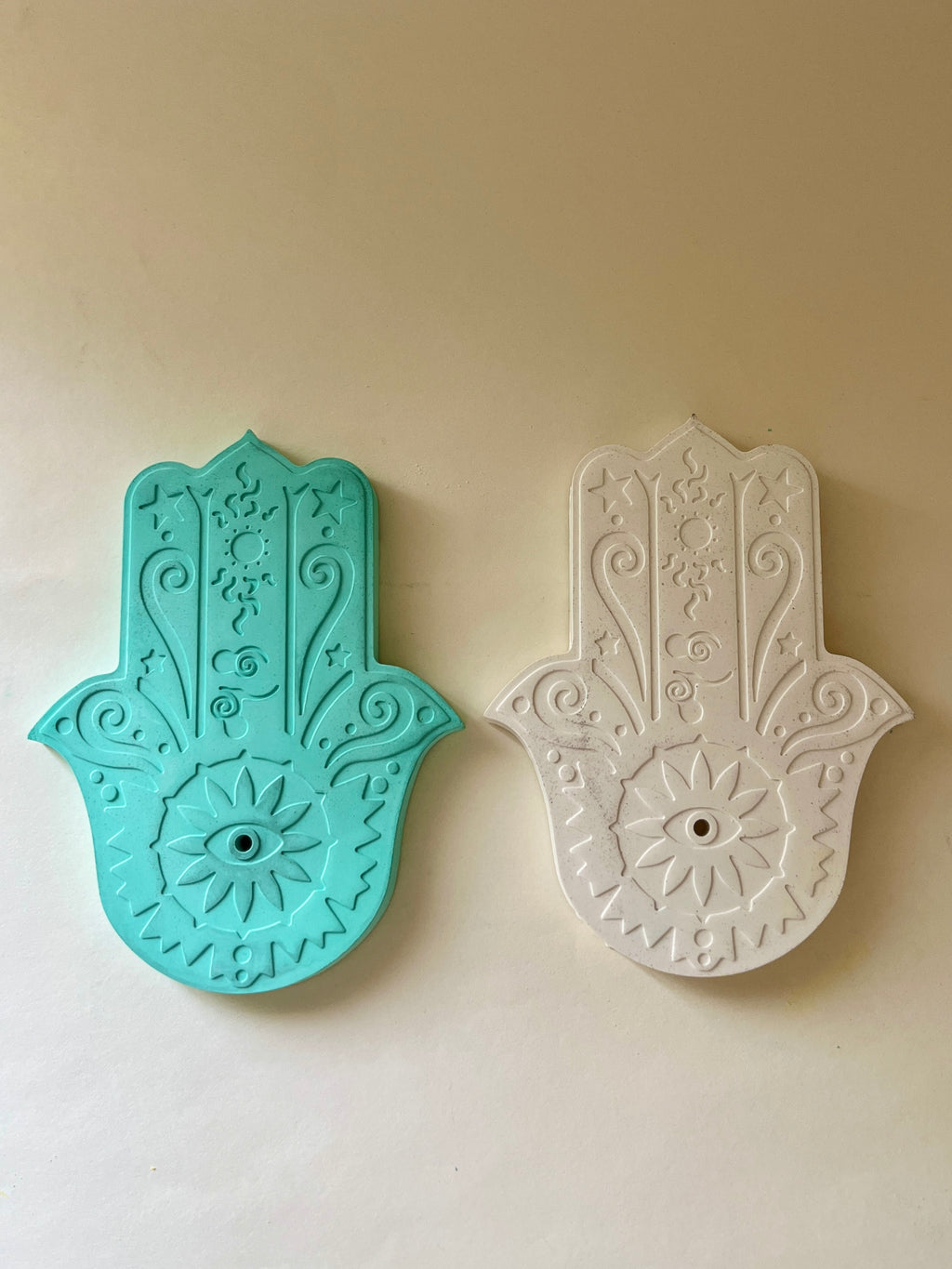 Hamsa Incense Holder – Concrete Vessel | Moonglow : Pack of 2