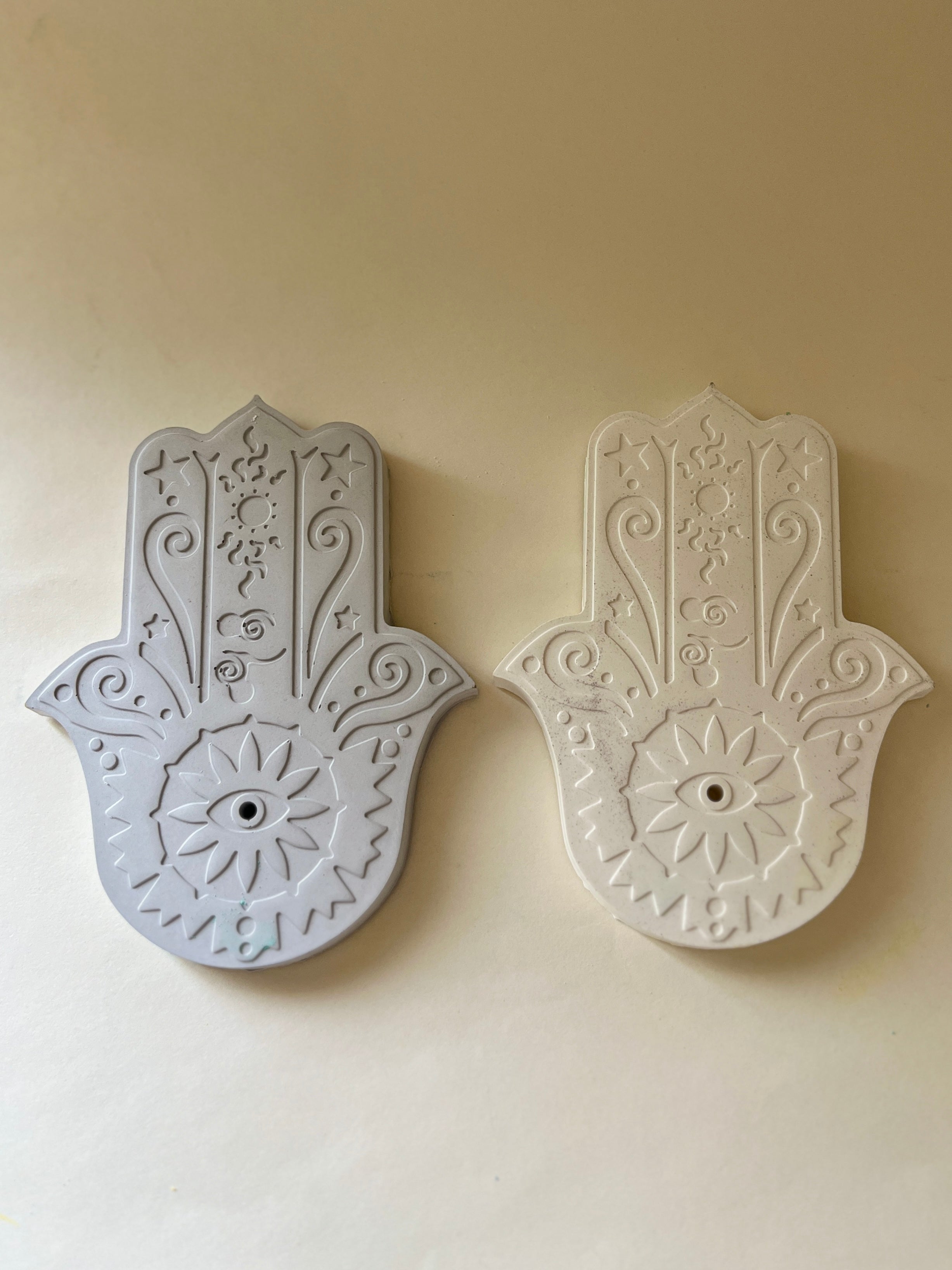 Hamsa Incense Holder – Concrete Vessel | Moonglow : Pack of 2