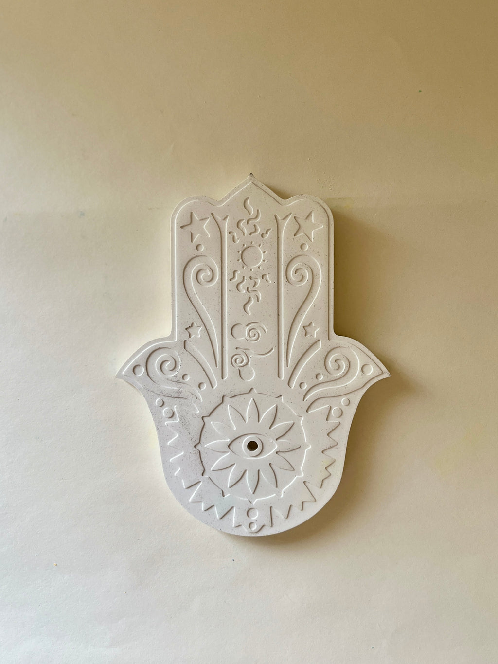 Hamsa Incense Holder – Concrete Vessel | Moonglow : Pack of 2