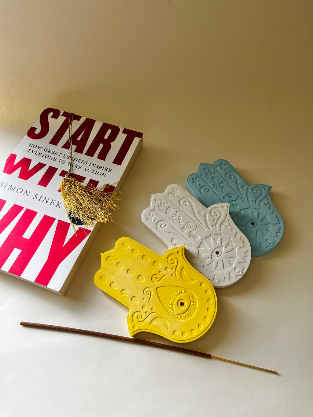 Hamsa Incense Holder – Concrete Vessel | Moonglow