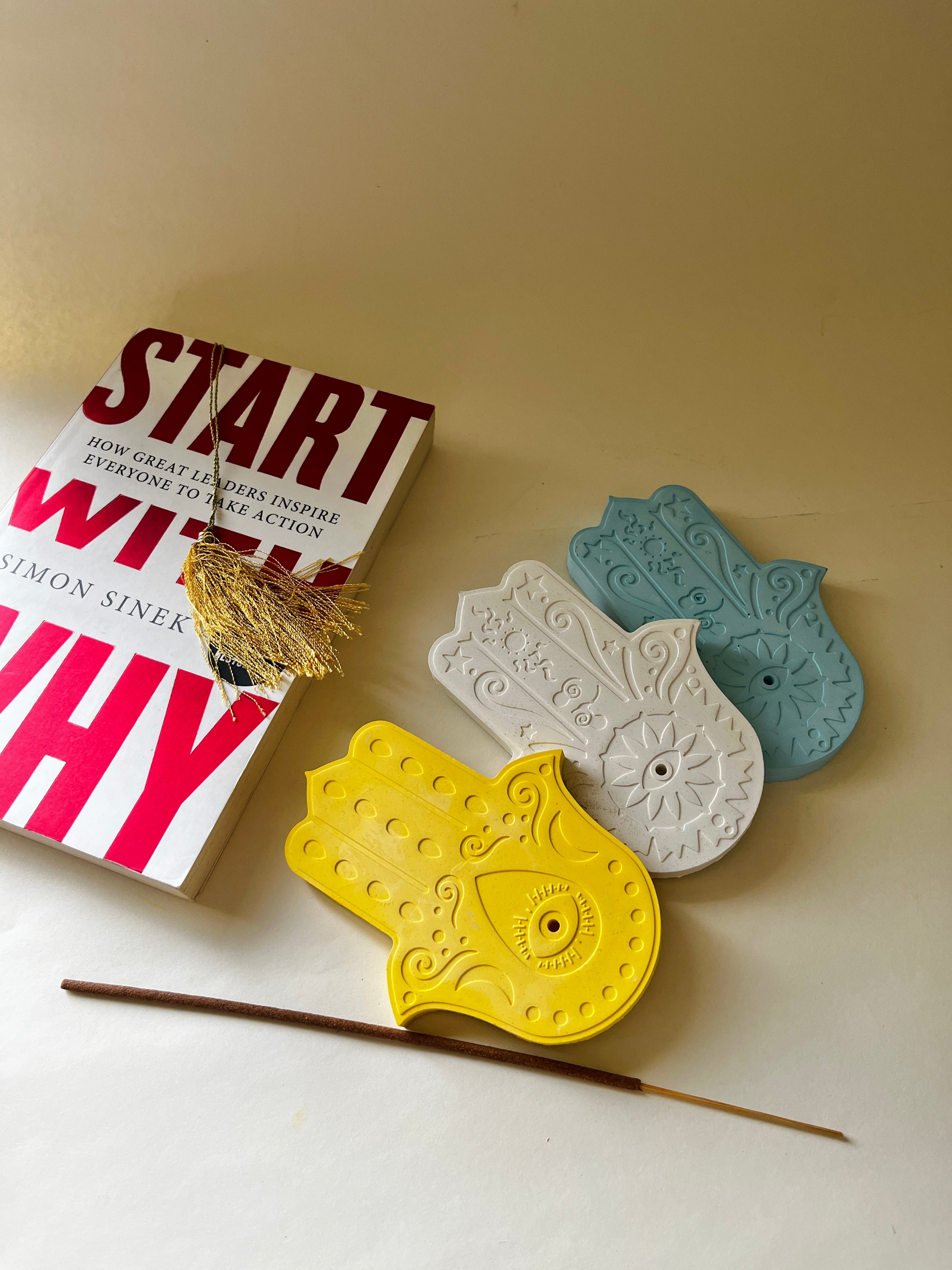 Hamsa Incense Holder – Concrete Vessel | Moonglow