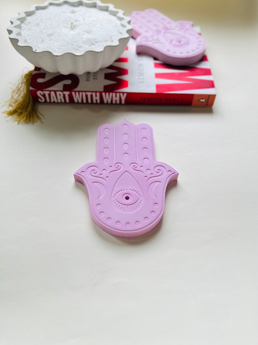 Hamsa Incense Holder – Concrete Vessel | Moonglow