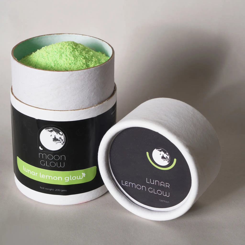 "Lunar Lemon Glow lemon scented pearl wax candle 200g cylinder tube open lid – MoonGlow"

