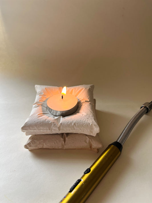 Pillow Candle Holder – Concrete Vessel | Moonglow : Pack of 2