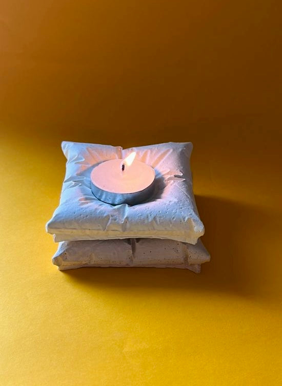 Pillow Candle Holder – Concrete Vessel | Moonglow : Pack of 2